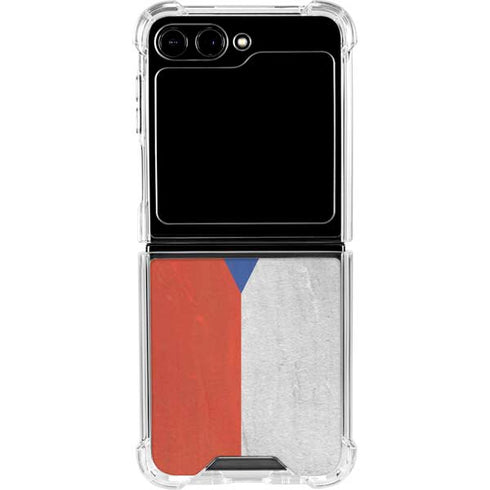 Czech Republic Flag Distressed Galaxy Z Flip6 Clear Case